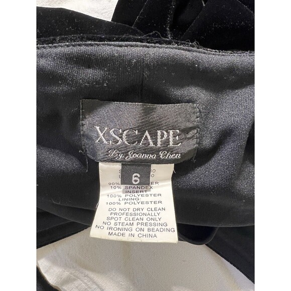 Vintage Xscape Velvet Stretch Flare Hem Maxi Black Y2K Whimsigoth Dress Size 6 - Picture 12 of 13